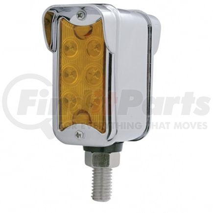 United Pacific 39419 Marker Light - 6 LED, Straight Mount, Double Face, with Chrome Bezel and Horizontal Visor, Dual Function, Amber and Red Lens/Amber and Red LED, Chrome-Plated Steel, Rectangle Design