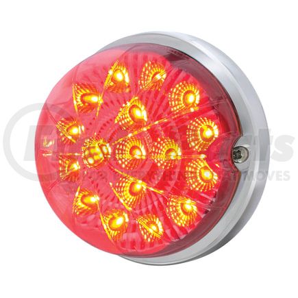 United Pacific 39660 Truck Cab Light - 17 LED Dual Function Watermelon Clear Reflector Flush Mount Kit, with Low Profile Bezel, Red LED/Clear Lens