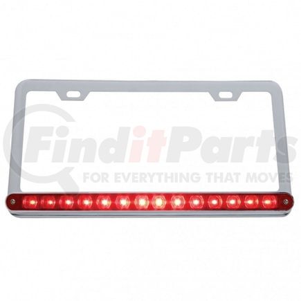 United Pacific 39744 License Plate Frame - Chrome, with 14 LED 12" Light Bar, Red LED/Red Lens