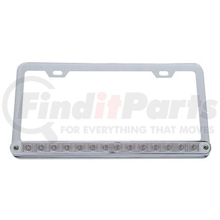 United Pacific 39745 License Plate Frame - Chrome, with 14 LED 12" Light Bar, Amber LED/Clear Lens