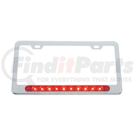 United Pacific 39756 License Plate Frame - Chrome, with 10 LED 9" Light Bar, Red LED/Red Lens