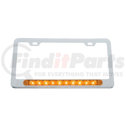 United Pacific 39755 License Plate Frame - Chrome, with 10 LED 9" Light Bar, Amber LED/Amber Lens