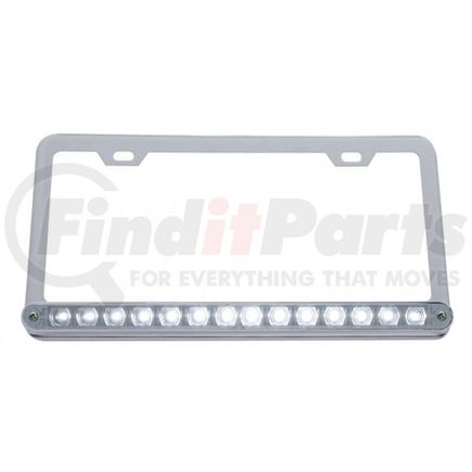 United Pacific 39781 License Plate Frame - Chrome, with 14 LED 12" Light Bar, White LED/Clear Lens