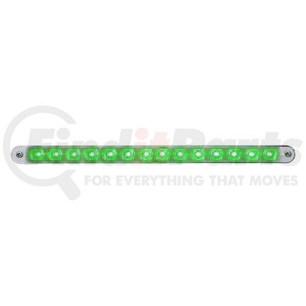 United Pacific 39805 Auxiliary Light - 14 LED 12" Auxiliary Strip Light, with Bezel, Green LED/Clear Lens