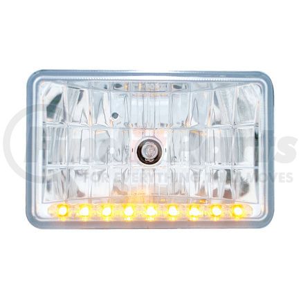 United Pacific 31373 Crystal Headlight - RH/LH, 4 x 6", Rectangle, Chrome Housing, Low Beam, 9006 Bulb, with Amber 9 LED Position Light