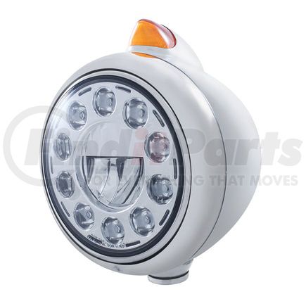 United Pacific 31494 Guide Headlight - 1 High Power, LED, Original Style, RH/LH, 7 in. Round, Chrome Housing, Low Beam, with Amber 5 LED Dual Mode Turn Signal Light