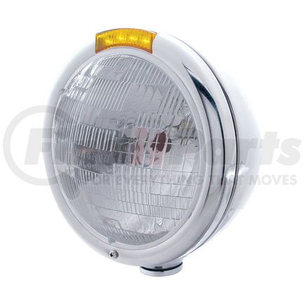 United Pacific 31752 Headlight - RH/LH, 7", Round, Polished Housing, H6024 Bulb, with 4 Amber LED Signal Light with Amber Lens