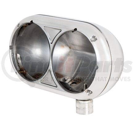 United Pacific 32179 Headlight Housing - Dual, Stainless, for Peterbilt 359