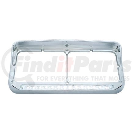 United Pacific 32348 Headlight Bezel - 14 LED, Rectangular, Dual, with Visor, White LED/Clear Lens