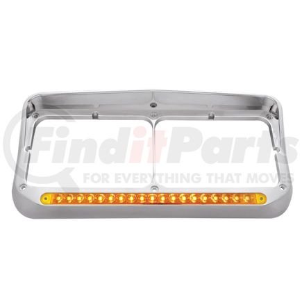 United Pacific 32346 Headlight Bezel - 19 LED, Rectangular, Dual, with Visor, Amber LED/Amber Lens