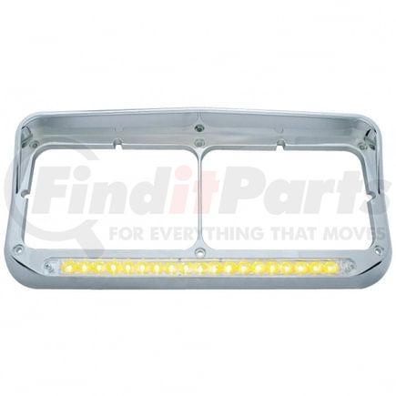 United Pacific 32347 Headlight Bezel - 19 LED, Rectangular, Dual, with Visor, Amber LED/Clear Lens