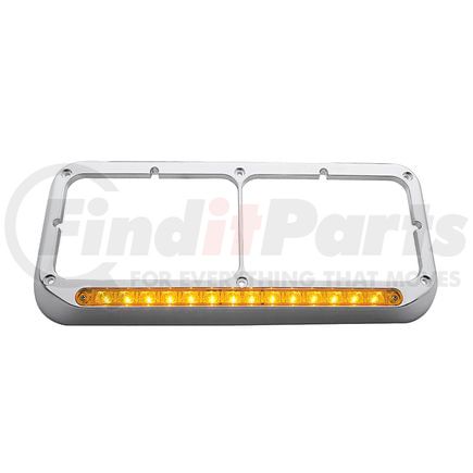 United Pacific 32381 Headlight Bezel - 14 LED, Rectangular, Dual, Amber LED/Amber Lens