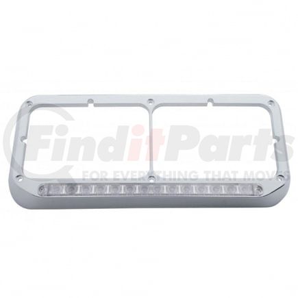 United Pacific 32384 Headlight Bezel - 14 LED, Rectangular, Dual, White LED/Clear Lens