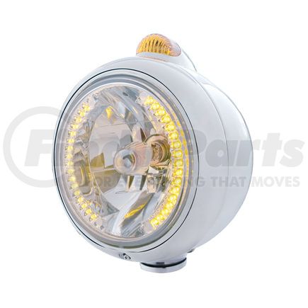 United Pacific 32422 Guide Headlight - 682-C Style, RH/LH, 7", Round, Polished Housing, H4 Bulb, with 34 Bright Amber LED Position Light and Top Mount, 5 LED Dual Mode Signal Light, Amber Lens