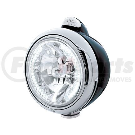 United Pacific 32443 Guide Headlight - 682-C Style, RH/LH, 7", Round, Powdercoated Black Housing, H4 Bulb, with 34 Bright White LED Position Light and Top Mount, 5 LED Dual Mode Signal Light, Clear Lens