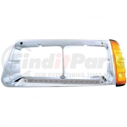 United Pacific 32491 Headlight Bezel - LH, 14 LED, with Turn Signal, Amber LED/Clear Lens, for Freightliner FLD