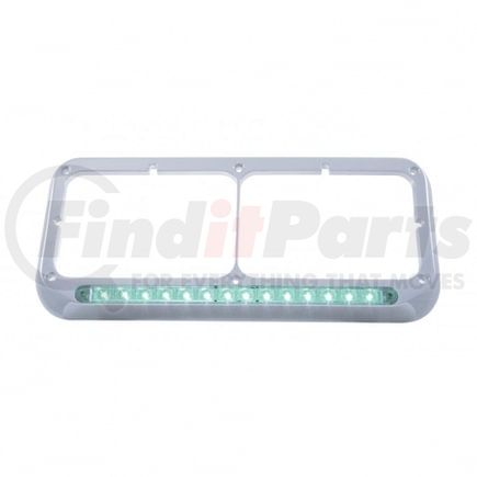 United Pacific 32578 Headlight Bezel - 14 LED, Rectangular, Dual, Green LED/Clear Lens