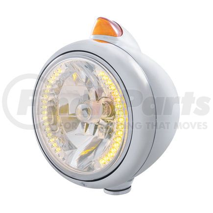 United Pacific 32626 Guide Headlight - 682-C Style, RH/LH, 7", Round, Chrome Housing, H4 Bulb, with 34 Bright Amber LED Position Light and Top Mount, Original Style, 5 LED Signal Light, Amber Lens