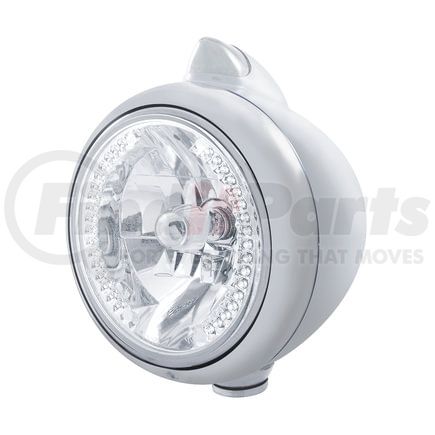 United Pacific 32629 Guide Headlight - 682-C Style, RH/LH, 7", Round, Chrome Housing, H4 Bulb, with 34 Bright White LED Position Light and Top Mount, Original Style, 5 LED Signal Light, Clear Lens