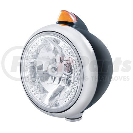 United Pacific 32644 Guide Headlight - 682-C Style, RH/LH, 7", Round, Powdercoated Black Housing, H4 Bulb, with 34 Bright White LED Position Light and Top Mount, Original Style, 5 LED Signal Light, Amber Lens