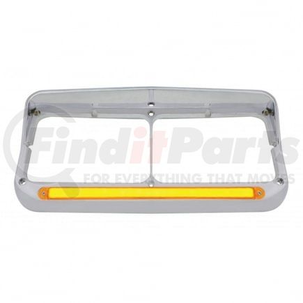 United Pacific 32700 Headlight Bezel - 24 LED, Rectangular, Dual, with Visor & "Glo" Light, Amber LED/Amber Lens