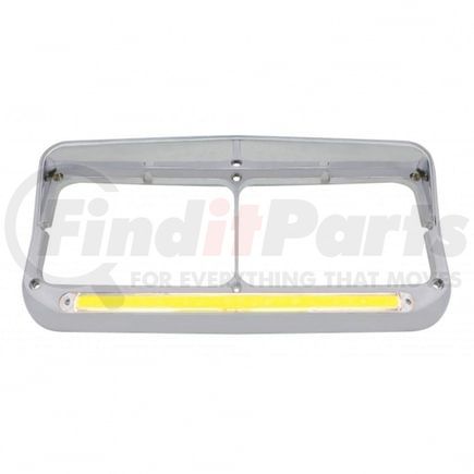 United Pacific 32701 Headlight Bezel - 24 LED, Rectangular, Dual, with Visor & "Glo" Light, Amber LED/Clear Lens