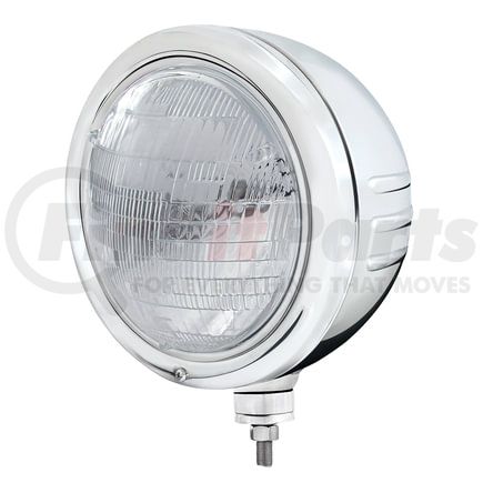 United Pacific 32764 Classic Embossed Stripe 5 LED Headlight - LH or RH, 7 in. Round, Polished Housing, 6014 Bulb, Bullet Style Bezel