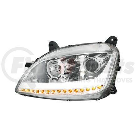 United Pacific 32924 Headlight - Left Side, LED, Projector, Chrome Housing, with Position and Sequential Light