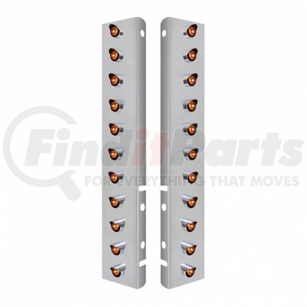 United Pacific 34469 Air Cleaner Light Bar - Front, Stainless Steel, with Bracket, Clearance/Marker Light, Amber LED and Lens, Mini Lights with Visors, 3 High Power LED Per Light, for Peterbilt Trucks