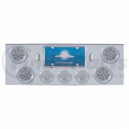 United Pacific 34614 Tail Light Panel - 34", Chrome, with Four 4" and Three 2 1/2" Red LED Lights, Clear Lens