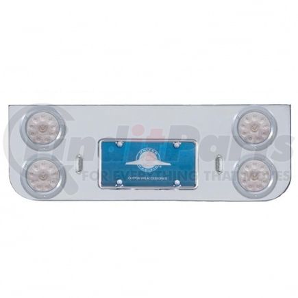 United Pacific 34621 Tail Light Panel - Rear Center Panel, Chrome, with Four 10 LED 4" Lights & Bezels, Red LED/Clear Lens