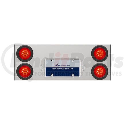 United Pacific 35008 Tail Light Panel - 33-3/4", with Grommet, Polished, Stainless Steel, Red LED/Lens, Six 4" LED Turbine Lights