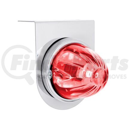 United Pacific 35054 Marker Light - Red LED, Dark Amber Lens, Stainless Steel Bracket, Watermelon Style