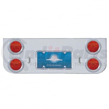 United Pacific 35222 Tail Light Panel - Chrome, Rear Center, with Four 7 LED 4" Reflector Lights & Bezels, Red LED/Red Lens