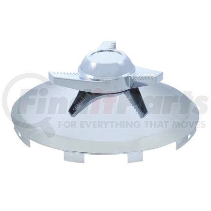 United Pacific 10162 Axle Hub Cap - Front, Universal, Chrome, with 3 Bar Right Swing Spinner, 7/16" Lip