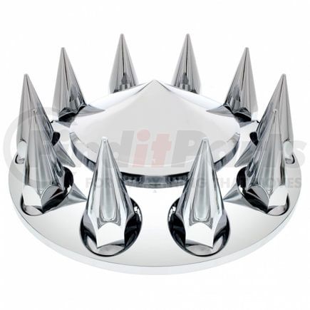 United Pacific 10241 Axle Hub Cover - Front, Chrome, Pointed, with 33mm Spike Thread-On Nut Cover