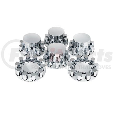 United Pacific 10317 Axle Hub Cover Kit - Chrome, Dome, with 33mm Thread-On Cylinder Nut Cover
