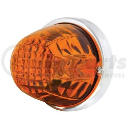 United Pacific 20719 Halogen Marker Light - Large, with Crystal Reflector, Double Contact, Glass/Dark Amber Lens