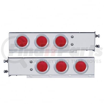 United Pacific 22239 Deluxe Spring Loaded Rear Light Bar - with 3.75" Bolt Pattern, Incandescent, Stop/Turn/Tail Light, Red Lens, with Chrome Plastic Light Bezels