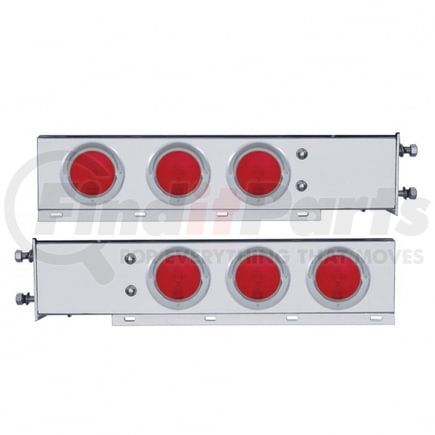 United Pacific 22240 Deluxe Spring Loaded Rear Light Bar - with 3.75" Bolt Pattern, Incandescent, Stop/Turn/Tail Light, Red Lens, with Chrome Plastic Light Bezels and Visors