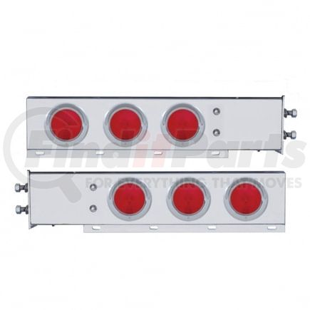 United Pacific 22352 Light Bar - Rear, Spring Loaded, with 2" Bolt Pattern, Incandescent, Stop/Turn/Tail Light, Red Lens, with Chrome Plastic Light Bezels and Visors