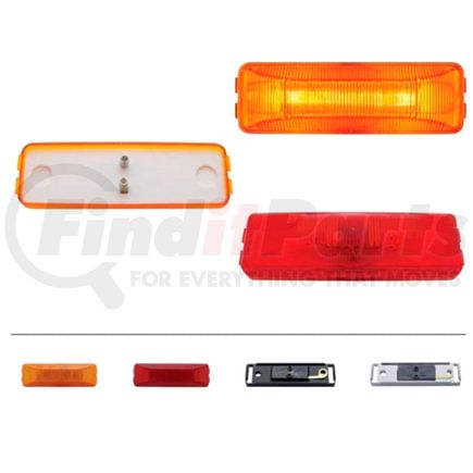 United Pacific 30051AK-C Clearance/Marker Light - Incandescent, Amber Lens, Rectangle Design, with Chrome Bracket