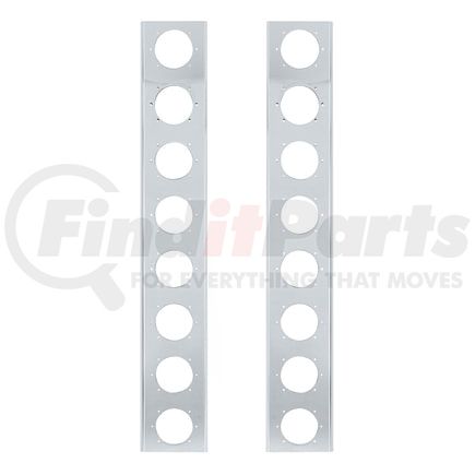 United Pacific 30072 Light Bar Bracket - Air Cleaner Bracket - for Peterbilt, 16 Light Cutouts, Stainless, Front