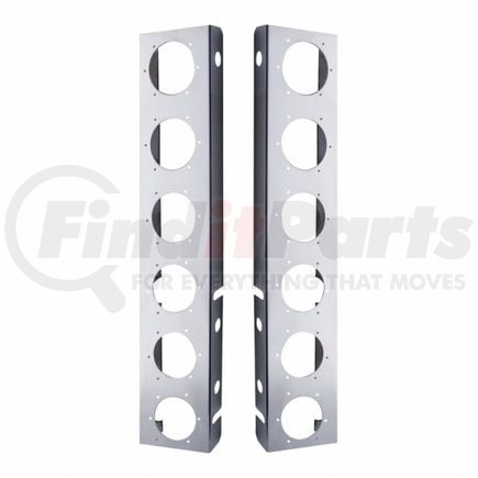 United Pacific 30060 Light Bar Bracket - Stainless, Front, with Six 2" Light Cutouts, for Peterbilt