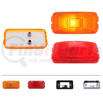 United Pacific 30145RK-B Clearance/Marker Light - Incandescent, Red Lens, Rectangle Design, with Black Bracket, 1 Bulb, 2 Female Terminals