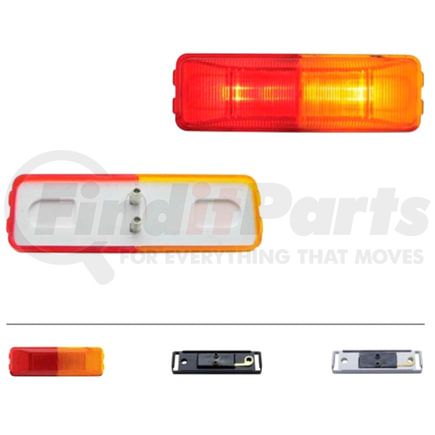 United Pacific 31050ARK-B Clearance/Marker Light - Incandescent, Amber and Red Lens, Rectangle Design, Fender Mount, Black Bracket