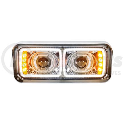 United Pacific 31155 Projection Headlight Assembly - RH, LED, Chrome Housing, High/Low Beam, with LED Signal Light and Position Light Bar