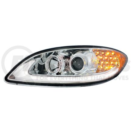 United Pacific 31175 Projection Headlight Assembly - LH, Chrome Housing, High/Low Beam, H7/H1 Bulb, with LED Signal Light, Position Light and Side Marker