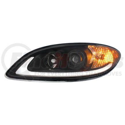 United Pacific 31183 Projection Headlight Assembly - LH, Black Housing, High/Low Beam, H7/H1/3457 Bulb, with Signal Light, LED Position Light Bar and Side Marker