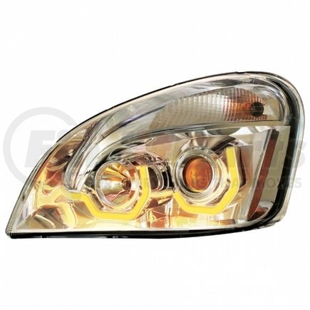 United Pacific 31226 Projection Headlight Assembly - LH, Chrome Housing, High/Low Beam, with Dual Mode Amber LED Light Bar